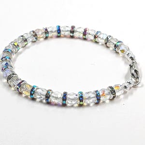 AB Crystal Bracelet: Silver Plated Czech Glass, Lobster Clasp