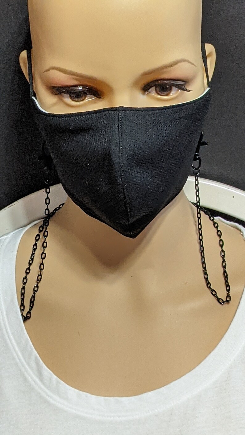 Black Mask Chain Holder Quality Face Mask Leash Face Mask Etsy