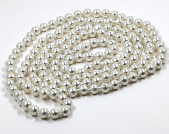 Necklace Pearls 60" Long Knotted Off White Women's Accessory Jewelry Valentines Gift