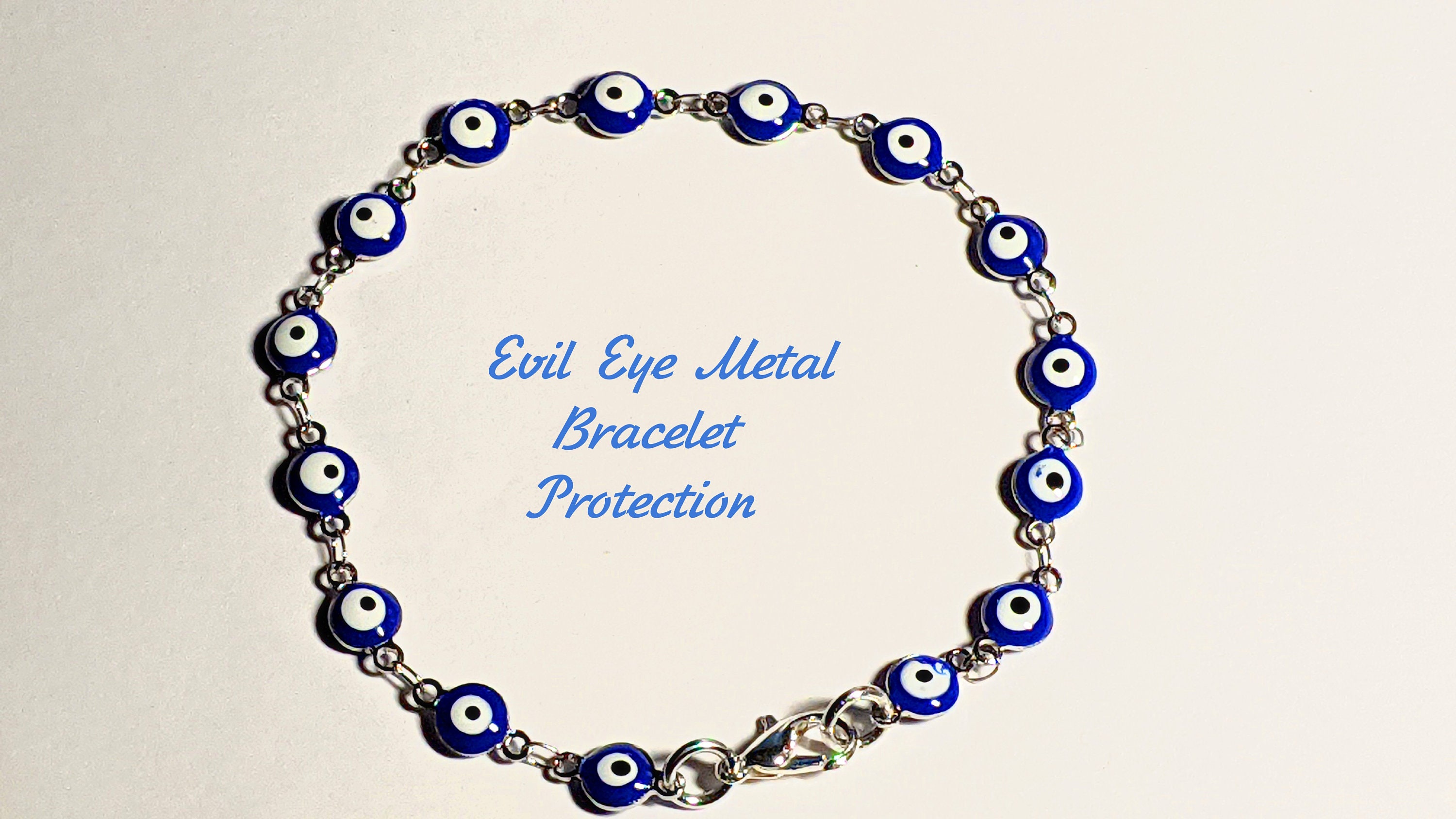 Evil Eye Bracelet 7 1/2 inches Crystal Rhinestone Spacer Beads Bling 4 Colors U Pick Nazar Amulet Talisman Protection Gift Teen Christmas