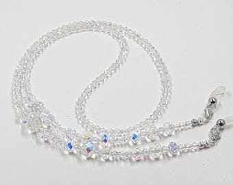 Crystal Eyeglass Chain: Handmade AB Clear Bling, 28" Mother's Day Gift
