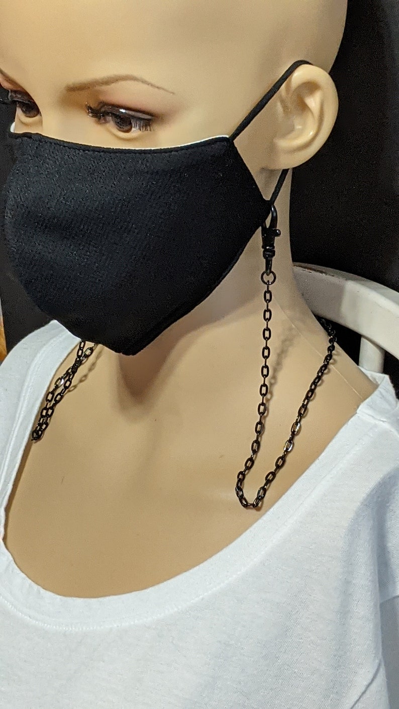 Black Mask Chain Holder Quality Face Mask Leash Face Mask Etsy