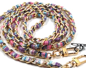 Purse Strap Phone Strap Gold with Rainbow 50"