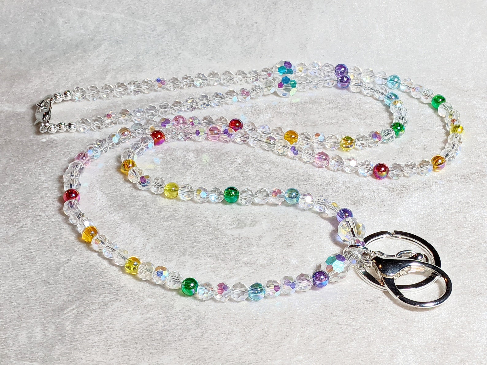 Sale Lanyard Badge I.D. AB Crystals Bubble Beads Rainbow Bling - Etsy