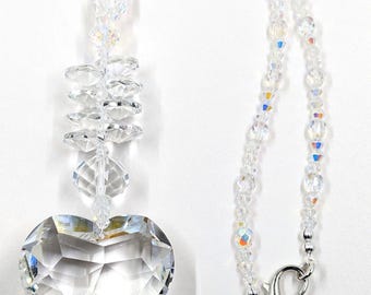 AB Crystal Heart Car Charm: Rear View Mirror Suncatcher Spring Summer Gift