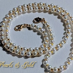 Face Mask Holder Chain /Eyeglasses Women&#39;s Lanyard Pearls & Gold Women&#39;s Jewelry Women&#39;s Gift Pearls Gold Face Mask Holder Chain Designer