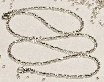Silver Lined Crystal Seed Bead Chain: Eyeglasses/Mask Lanyard
