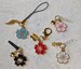 Cell Phone Charm Dust Plug Keychain Zipper Pull 3.5mm Audio Jack, Clip on or Strap Flower with Gold Charm Customize your Choice! Great Gift! 