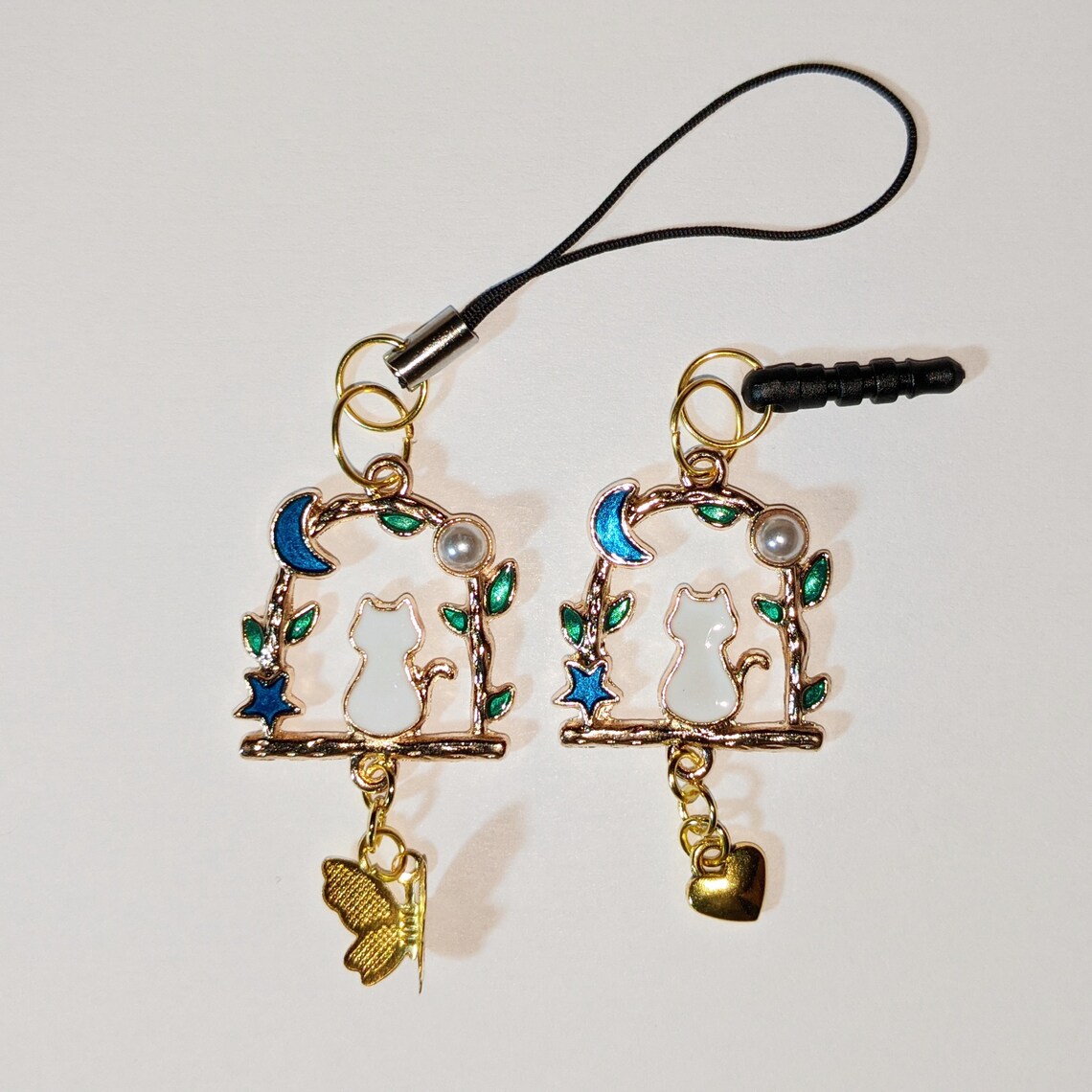 Cell Phone Charm Dust Plug 3.5mm Audio Jack or Strap White Cat Etsy