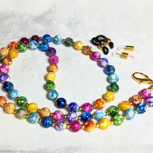 Rainbow Chakra Bead Eyeglasses Chain: Women&#39;s Fashion Mask Holder
