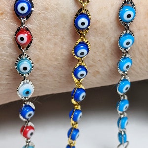 Evil Eye Bracelet Adjustable Metal Easy on off Clasp Anklet Ward Protection Amulet Talisman Gift Women Teen Turkish Evil Eye Greek 3 Choices