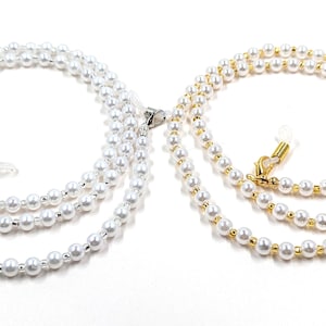 Pearl Eyeglasses Chain: Gold or Silver - Fashionable Eyewear Accessory