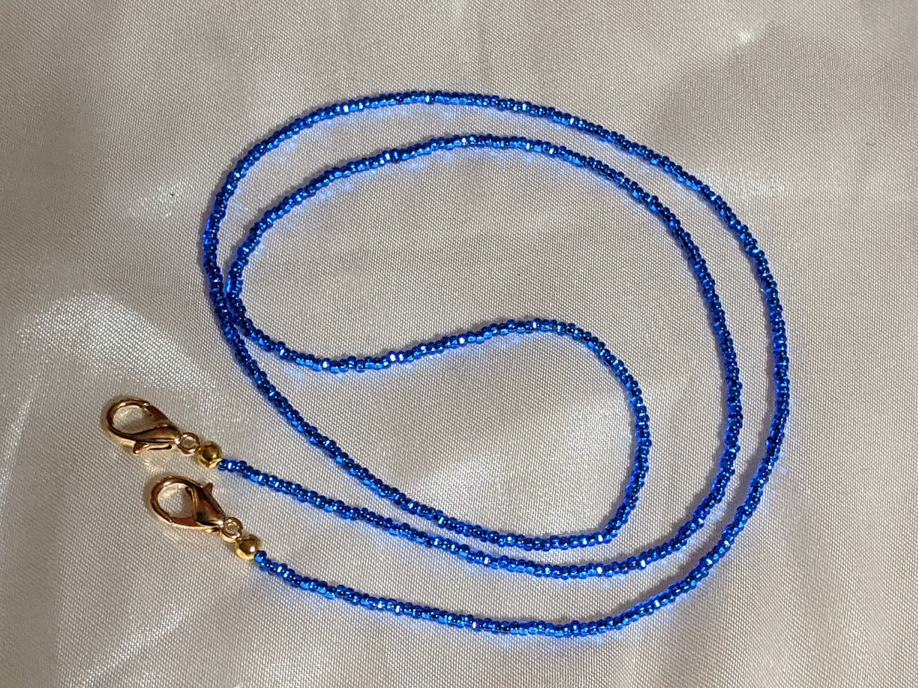 Face Mask Chain Holder Lanyard Blue Czech High Quality Etsy