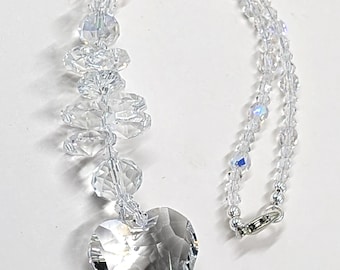 Crystal Heart Rear View Mirror Charm: Bling Car Accessory Gift