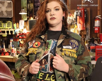 Unforgiven Upcycled Embroidered Floral Patchwork Camo Jacket