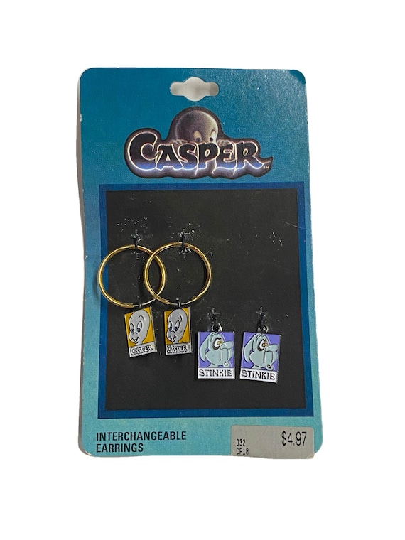 Vintage 90s Casper & Stinkie Interchangeable Charm Hoop Earrings