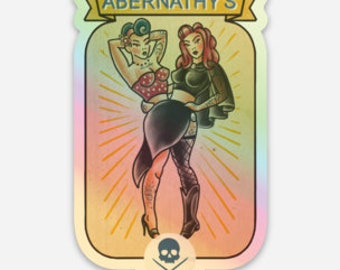 Abernathy's Conjoined Twins Holographic Sideshow Banner Folk Art Sticker