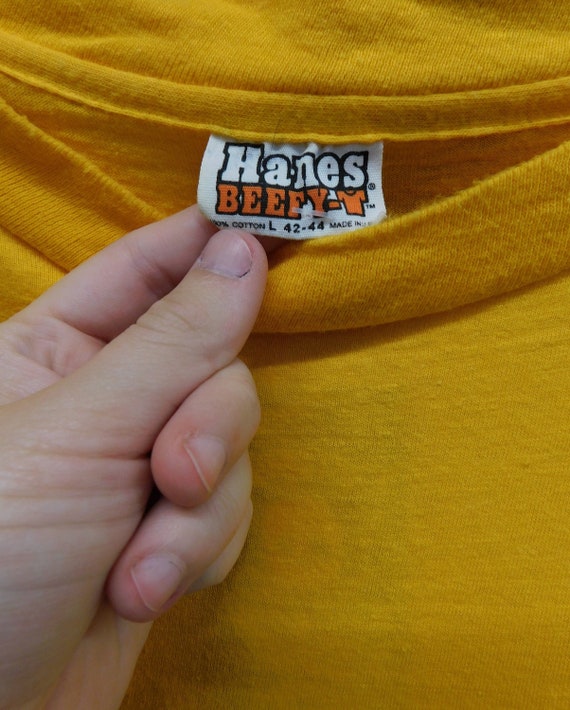 Vintage Small 1970's Hanes Beefy T Yellow Lake Pl… - image 3