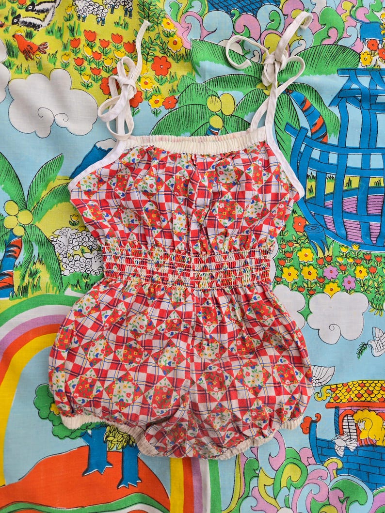 Vintage Children's Red Playsuit