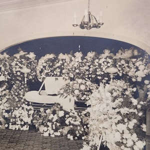 Vintage Victorian Grief & Mourning Funeral Photo - Landscape of Man in Casket post Mortem casket coffin oddity oddities macabre antique