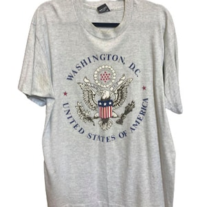 Vintage 1990&#39;s Grey Washington D.C. T-Shirt Xl 44&quot; Chest United States of America