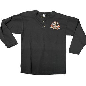 Vintage Medium Black 3/4 Sleeved Henley 1998 Sturgis Black Hills Faded T-Shirt with American Eagle Graphic