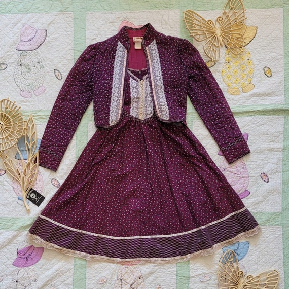 Gunne Sax by Jessica Burgundy Red Dress Quilted J… - image 2