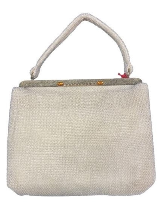 Vintage Cream Beaded Purse - image 1