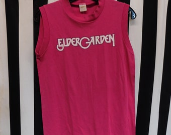 Vintage Medium Sportswear 1980's Hot Pink Elder Garden Tank Single Stitch 50/50 Cotton & Polyester