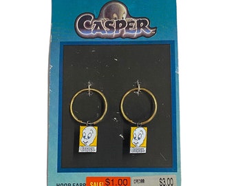 Vintage 1995 Casper the Friendly Ghost Hoop Earrings: Y2K Nostalgia