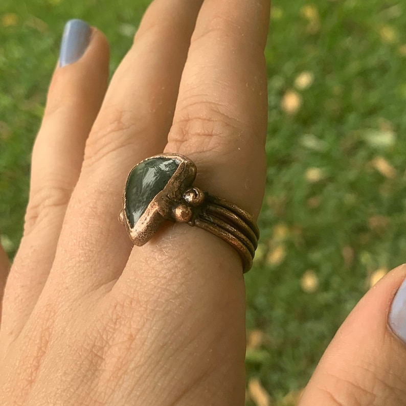 Size 8 Rose Quartz Copper Ring