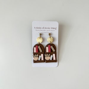 Bookshelf Polymer Clay Earrings