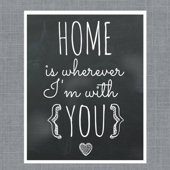 Items similar to Home is wherever I'm with you chalkboard style 8x10