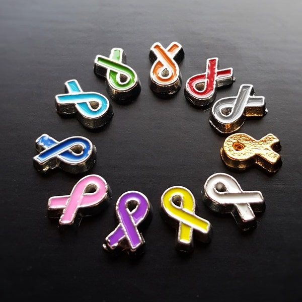 Cancer Ribbon Floating Charm for Floating Lockets-7mmx5mm-1 Piece-Choose from 11 Colors