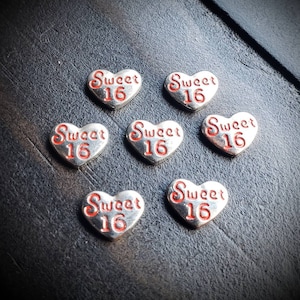 Sweet 16 Silver Heart Floating Locket Charm (11mmx10mm) (1 Piece)