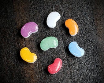 Mini Jelly Bean Floating Charms Set for Floating Lockets-Colorful Jelly Beans-Easter Charms-7 Piece Set-Flatback-Resin/Acrylic-Handmade-