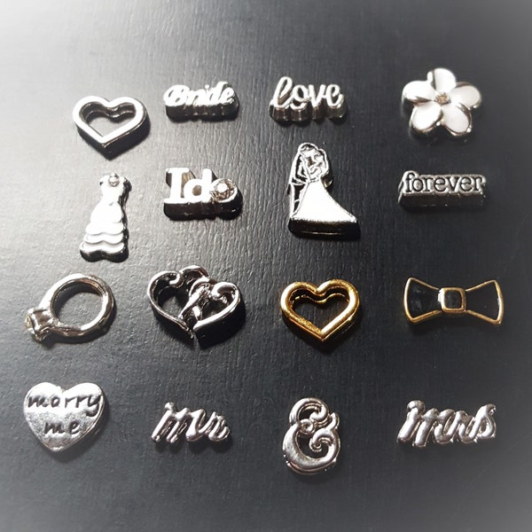 Wedding Floating Charm for Floating Lockets-1 Piece-Tiny Locket Charms-NOT SHOE CHARMS