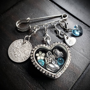 Bridal Pin: Something Old New Borrowed Blue - Swarovski Heart Locket