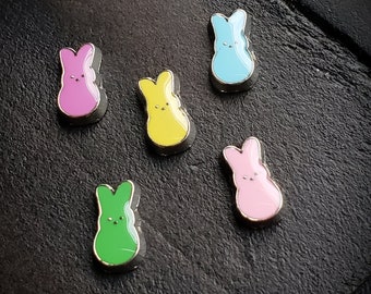 Peep Bunny Rabbit Floating Charm for Floating Lockets-Easter Bunny Charm-1 Piece-9mmx5mm-Flatback-Metal Base-Gift Ideas for Women