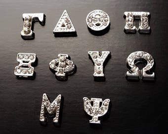 Greek Letter Floating Charm: Rhinestone Locket Charm (1 Piece)