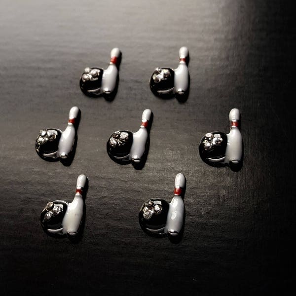 Bowling Ball and Pin Floating Charm for Floating Lockets-1 Piece-7mmx8mm-Tiny Bowling Pin Charm-Bowler Locket Charm