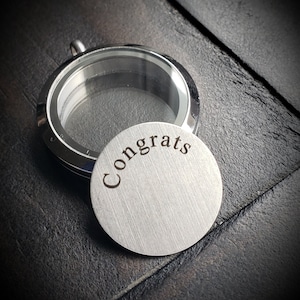 Congrats Window Plate for Large Floating Lockes-Fits 30mm Lockets Perfectly-Graduation, Retirement, Championship Theme Gift Idea