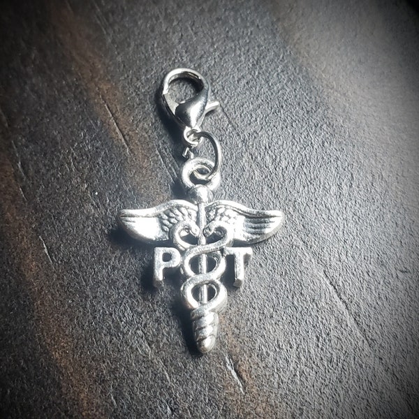 Physical Therapist Charm-PT Charm-Medical Charm-Caduceus Dangle Charm-Hanging Charm-Gift Idea