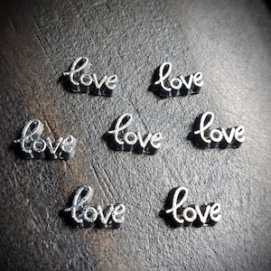 Love Floating Charm for Floating Lockets-9mmx6mm-1 Piece-Silver Tone-Gift Idea