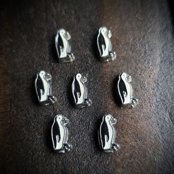 Penguin Floating Charms for Floating Lockets-1 Piece-9mmx4mm-Tiny Ocean Charm-Metal Base