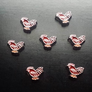 Chicken Floating Charm for Floating Lockets-Red-Farm Charms-1 Piece-Gift Idea
