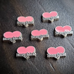 Daughter Floating Charm for Floating Lockets-Pink Heart-1 Piece-Gift Idea for Women