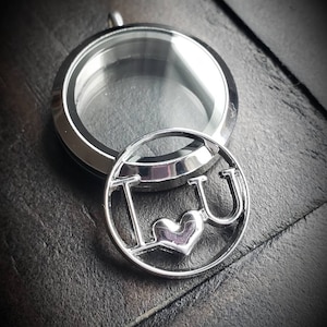 I Heart U Window Plate for Large Floating Lockets-Gift Idea