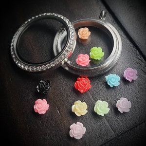 Rose Floating Charm: 6mm Resin Locket Charm (1 Piece)