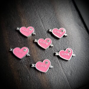 Love Floating Charm for Floating Lockets-Pink Heart with Arrow-1 Piece-10mmx9mm-Gift Idea